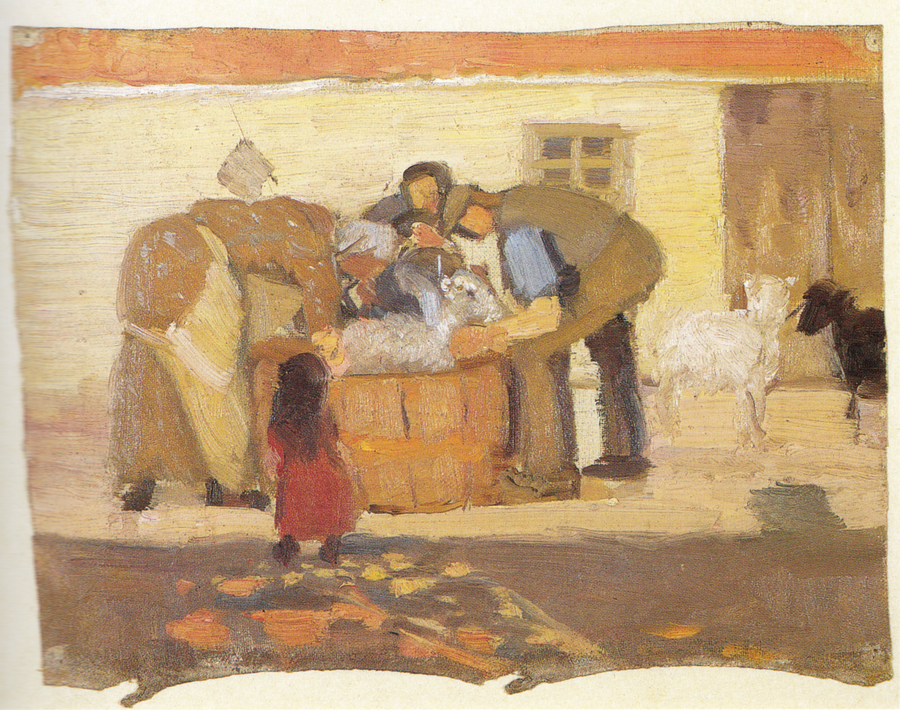 Lavare le pecore davanti a una casa - Anna Ancher