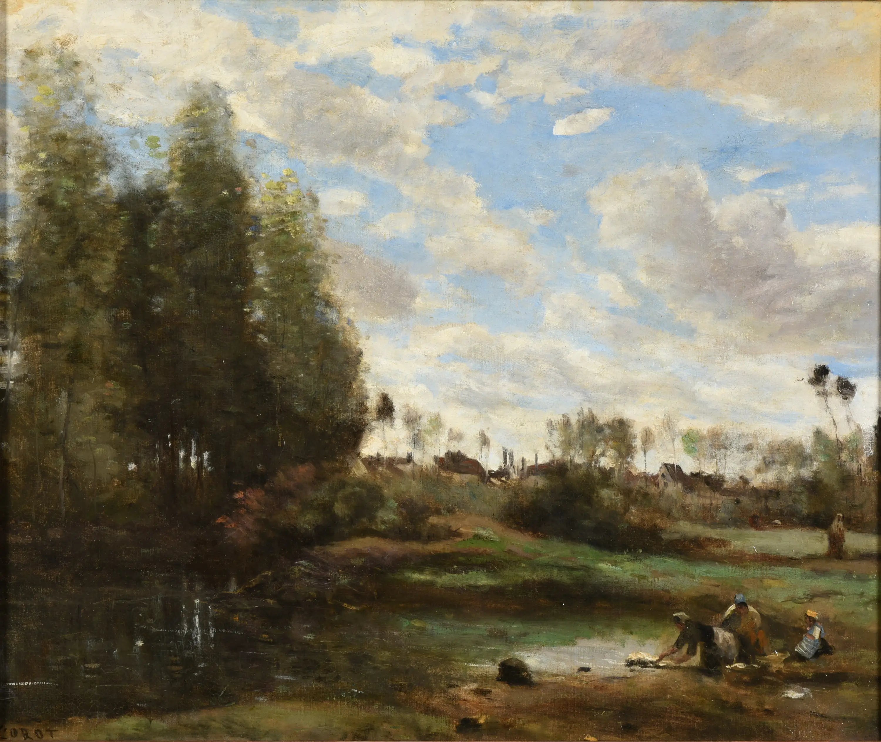 Laveuses au bord de l’eau - Jean-Baptiste Camille Corot - Alpha Reproduction