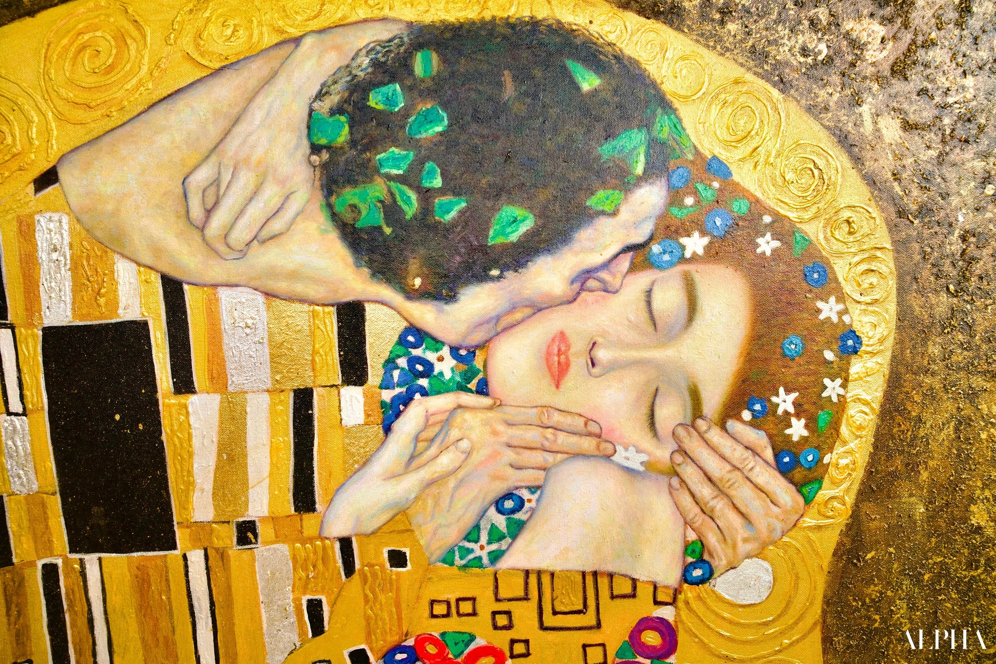 Il Bacio Reimmaginato da Master Apollon | 200 x 200 cm Riproduzioni di quadri a olio