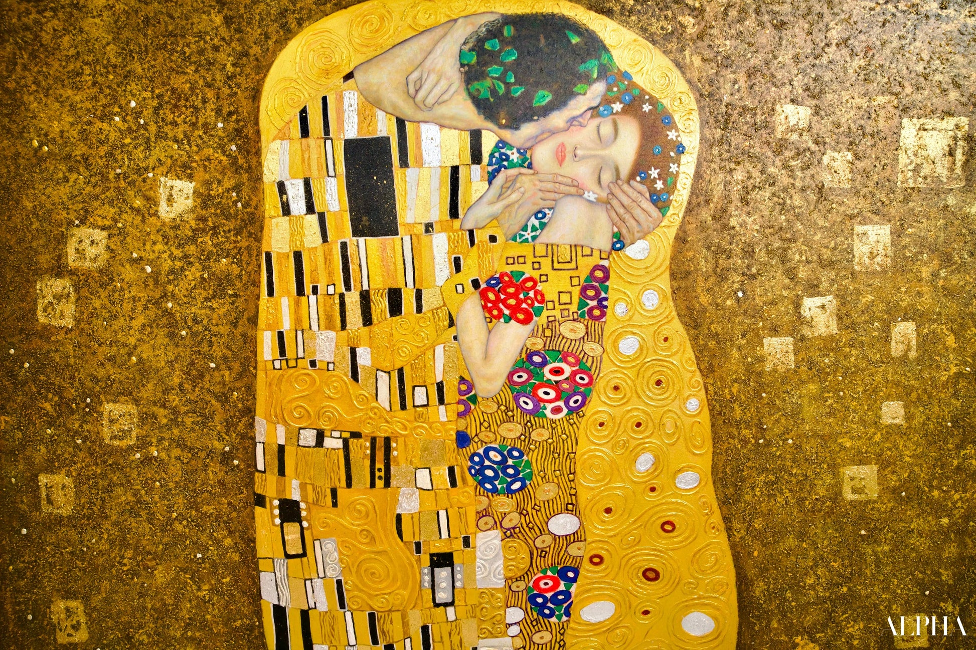 Il Bacio Reimmaginato da Master Apollon | 200 x 200 cm Riproduzioni di quadri a olio