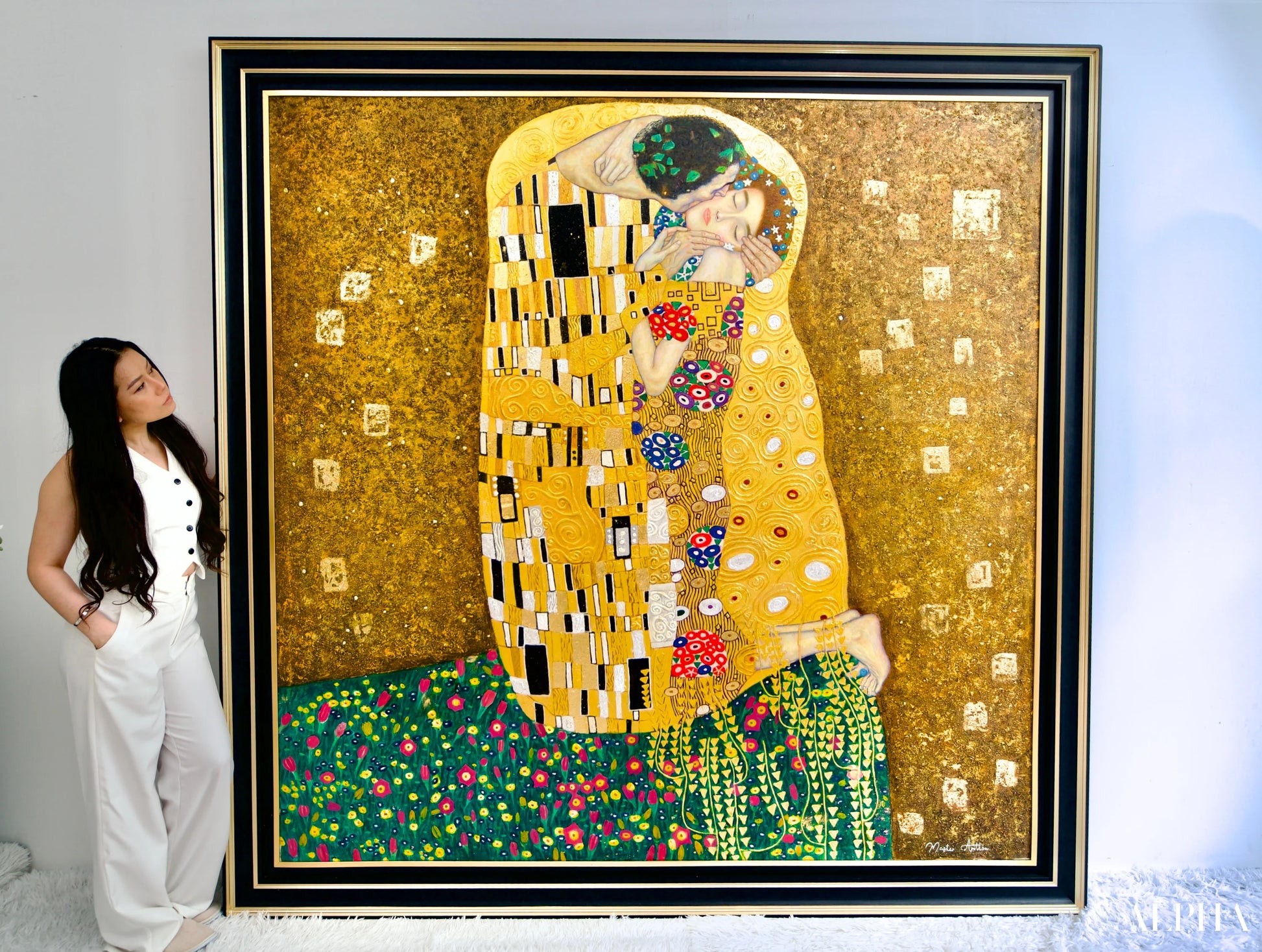 Il Bacio Reimmaginato da Master Apollon | 200 x 200 cm Riproduzioni di quadri a olio