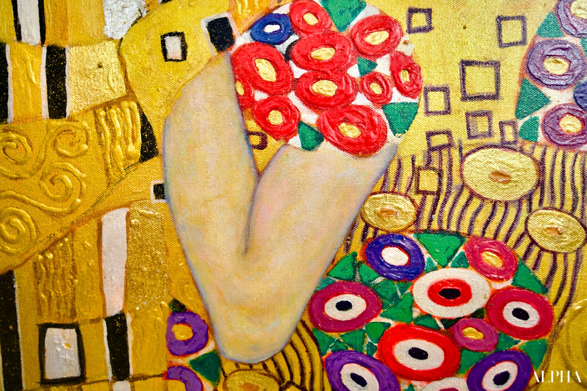 Il Bacio Reimmaginato da Master Apollon | 200 x 200 cm Riproduzioni di quadri a olio