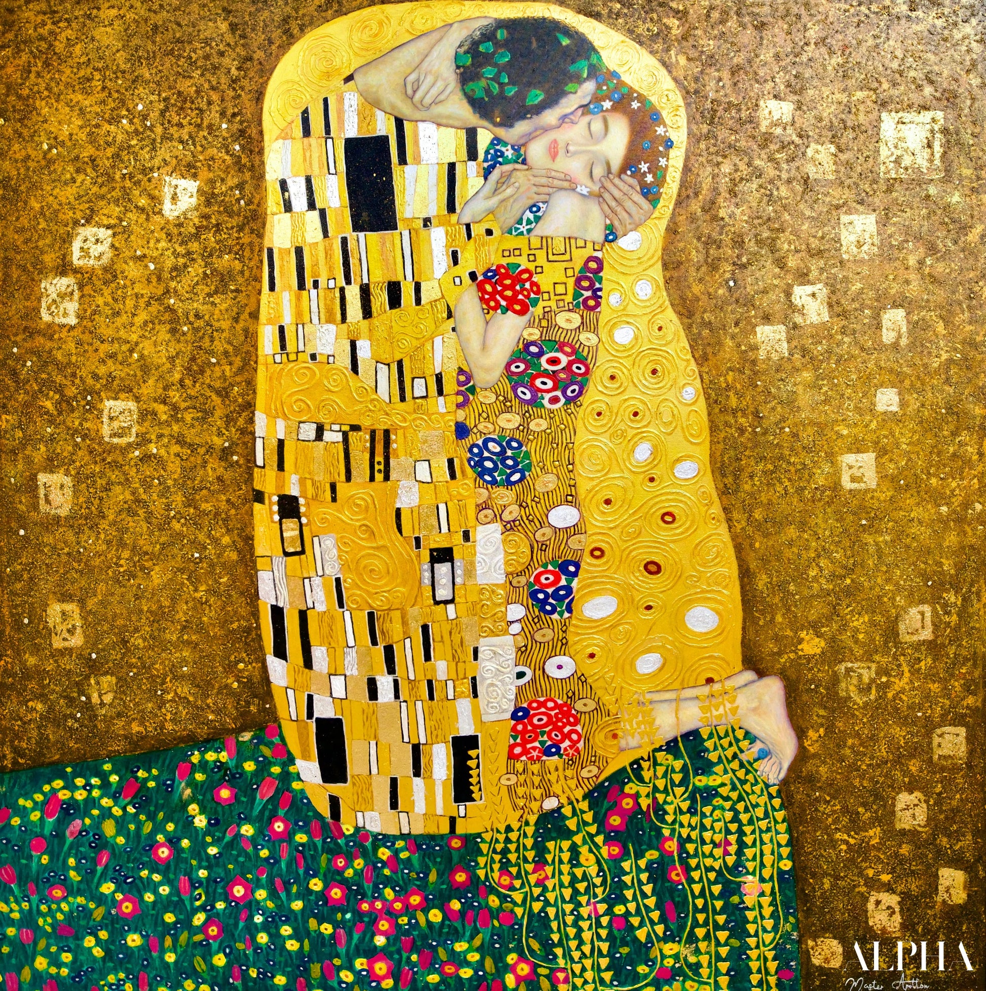 Il Bacio Reimmaginato da Master Apollon | 200 x 200 cm Riproduzioni di quadri a olio