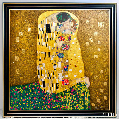 Il Bacio Reimmaginato da Master Apollon | 200 x 200 cm Riproduzioni di quadri a olio