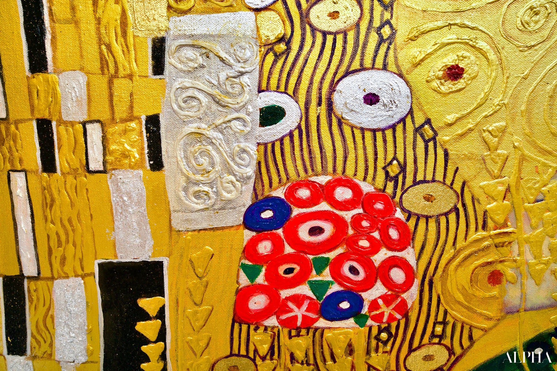 Il Bacio Reimmaginato da Master Apollon | 200 x 200 cm Riproduzioni di quadri a olio