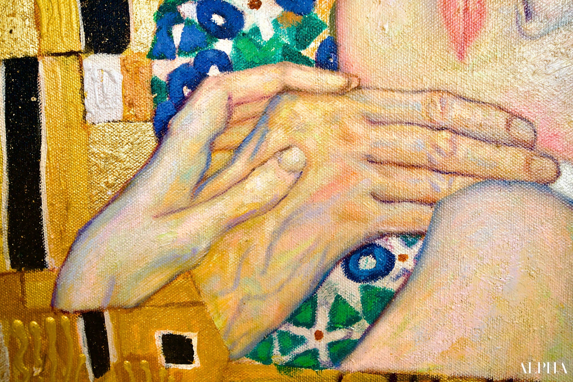 Il Bacio Reimmaginato da Master Apollon | 200 x 200 cm Riproduzioni di quadri a olio