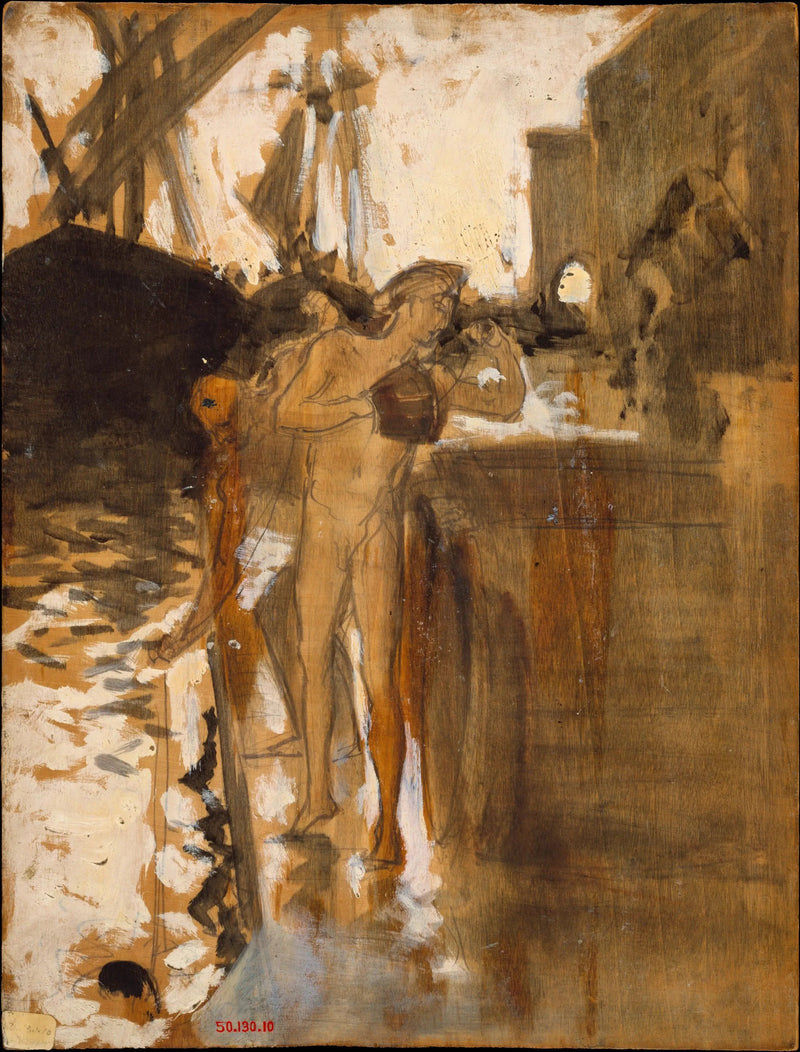 Il Balcone, Spagna [e] Due bagnanti nude in piedi su un molo - John Singer Sargent