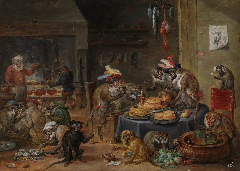 Il banchetto degli scimmie - David Teniers il Giovane