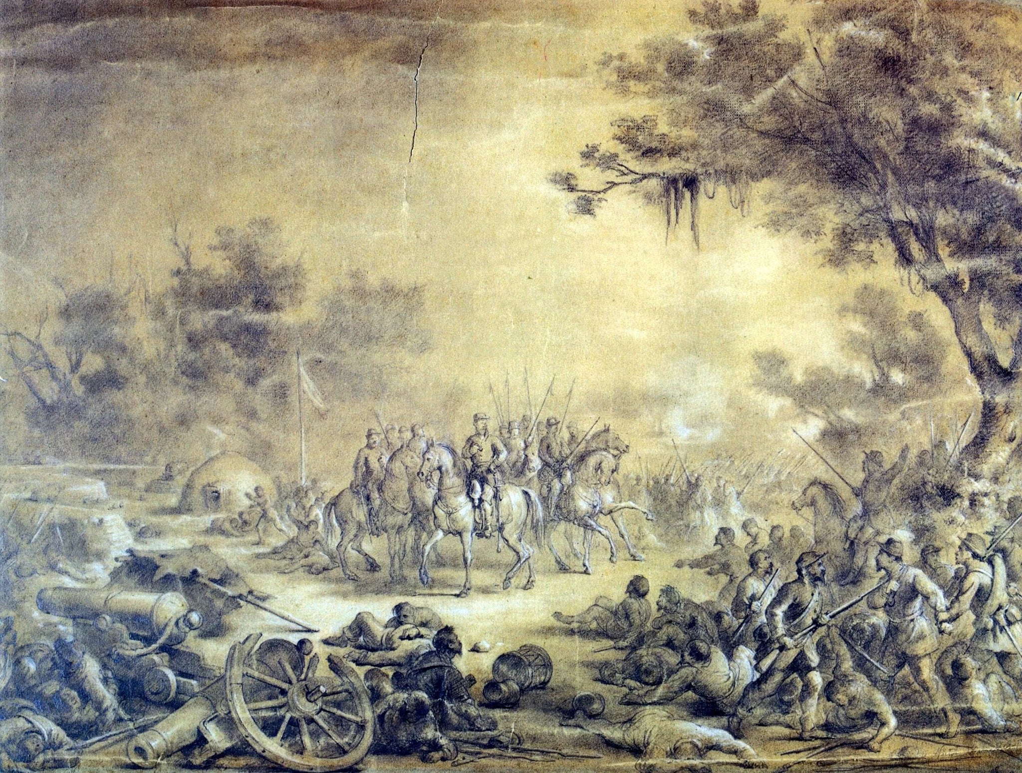 Le baron de Porto Alegre à la tête des troupes à Curzu - Victor Meirelles image 1 copie de tableau peinte à la main