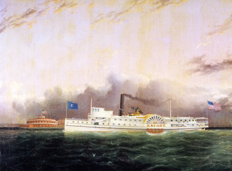 La nave a vapore « Escord » al largo della batteria - James E. Buttersworth