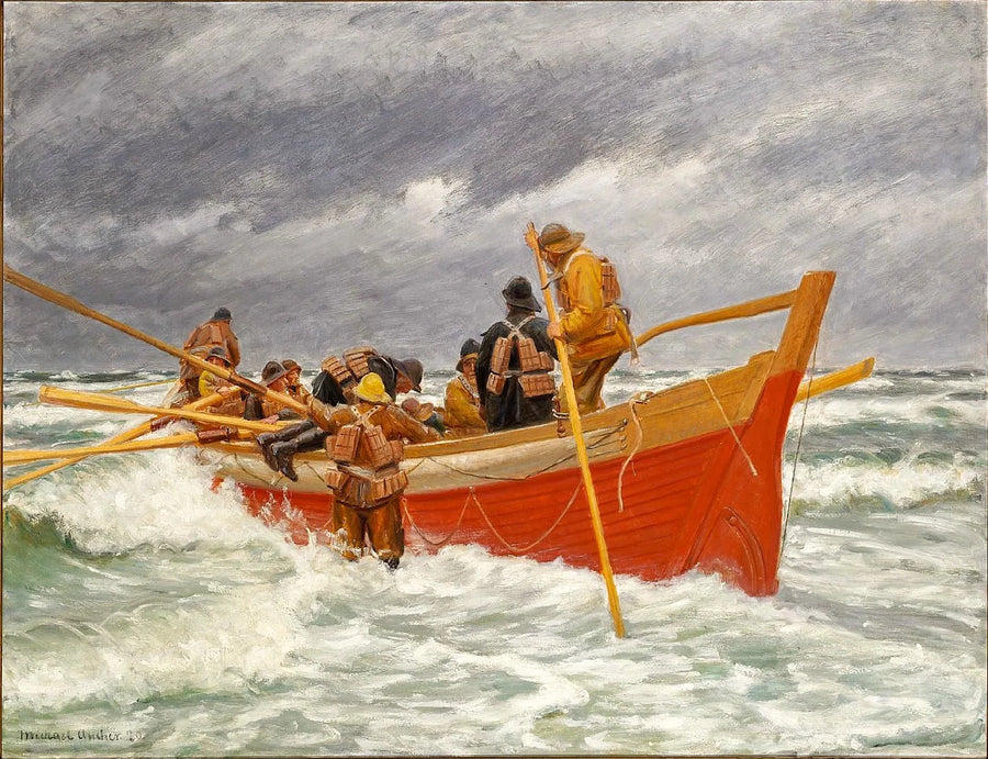 La scialuppa di salvataggio rossa sta partendo. - Michael Peter Ancher