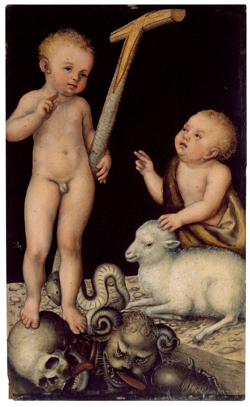 Il bambino Gesù adorato da Giovanni Battista bambini - Lucas Cranach il Vecchio