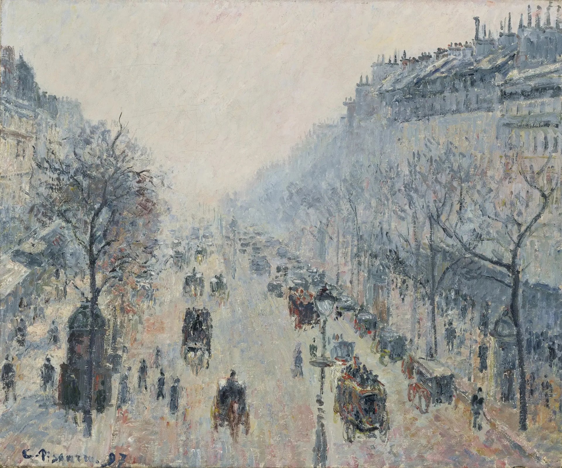 Le Boulevard Montmartre, brume du matin - Camille Pissarro image 1 reproduction de peinture à l’huile