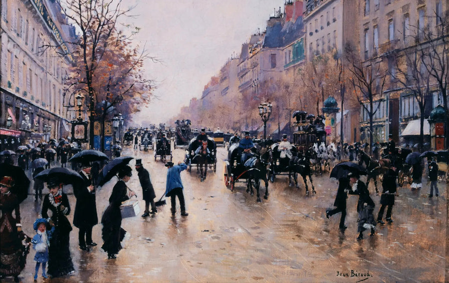 Il boulevard Poissonnière sotto la pioggia - Jean Béraud