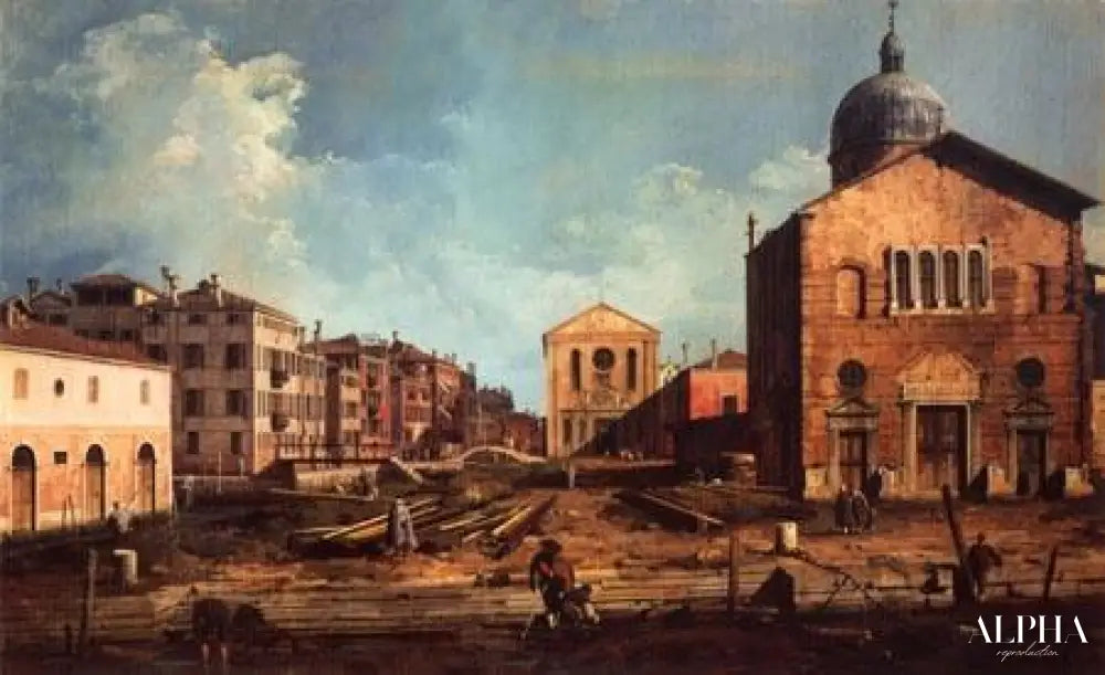 Le Campo San Guiseppe di Castello et l'église San Niccolo di Castello - Giovanni Antonio Canal - Reproductions de tableaux et peintures haut de gamme