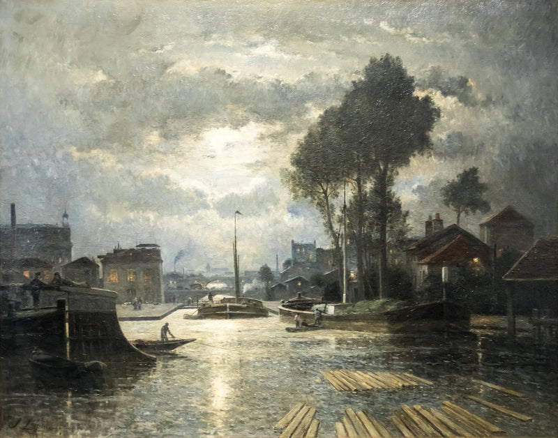 Il canale Saint-Denis visto dalla darsena di Metz, effetto luna - Stanislas Lépine