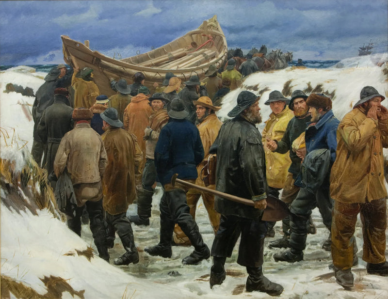 La scialuppa di salvataggio è incastrata tra le dune - Michael Peter Ancher