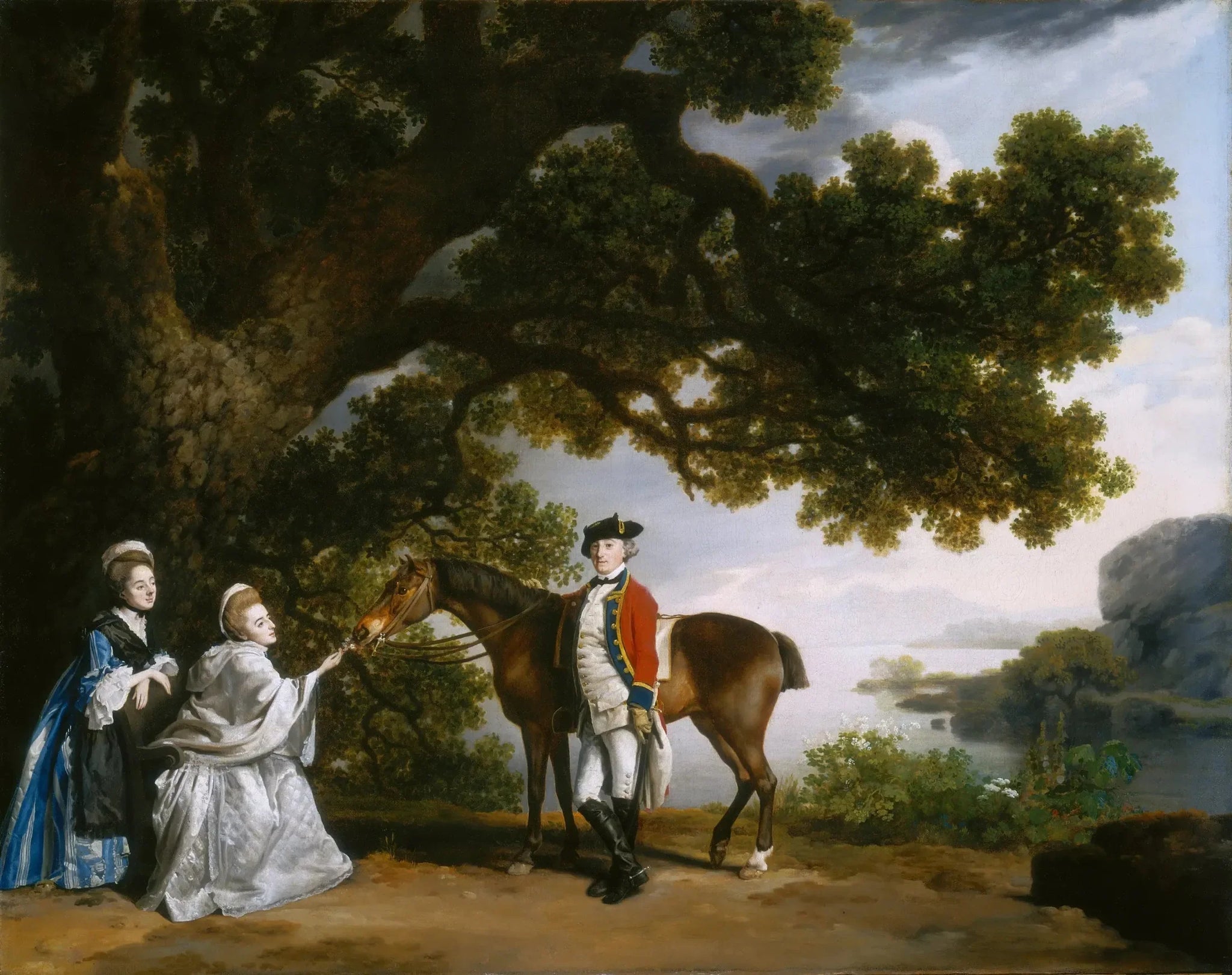 Le capitaine Samuel Sharpe Pocklington avec sa femme, Pleasance, et peut-être sa sœur, Frances - George Stubbs image 1 copie peinte à la main à l’huile
