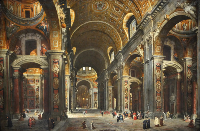 Il cardinale Melchior de Polignac visitando San Pietro a Roma - Giovanni Paolo Panini