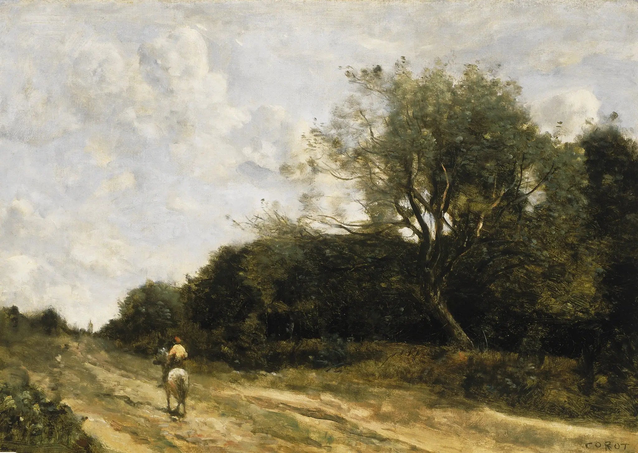 Le cavalier sur la route - Jean-Baptiste Camille Corot - Alpha Reproduction