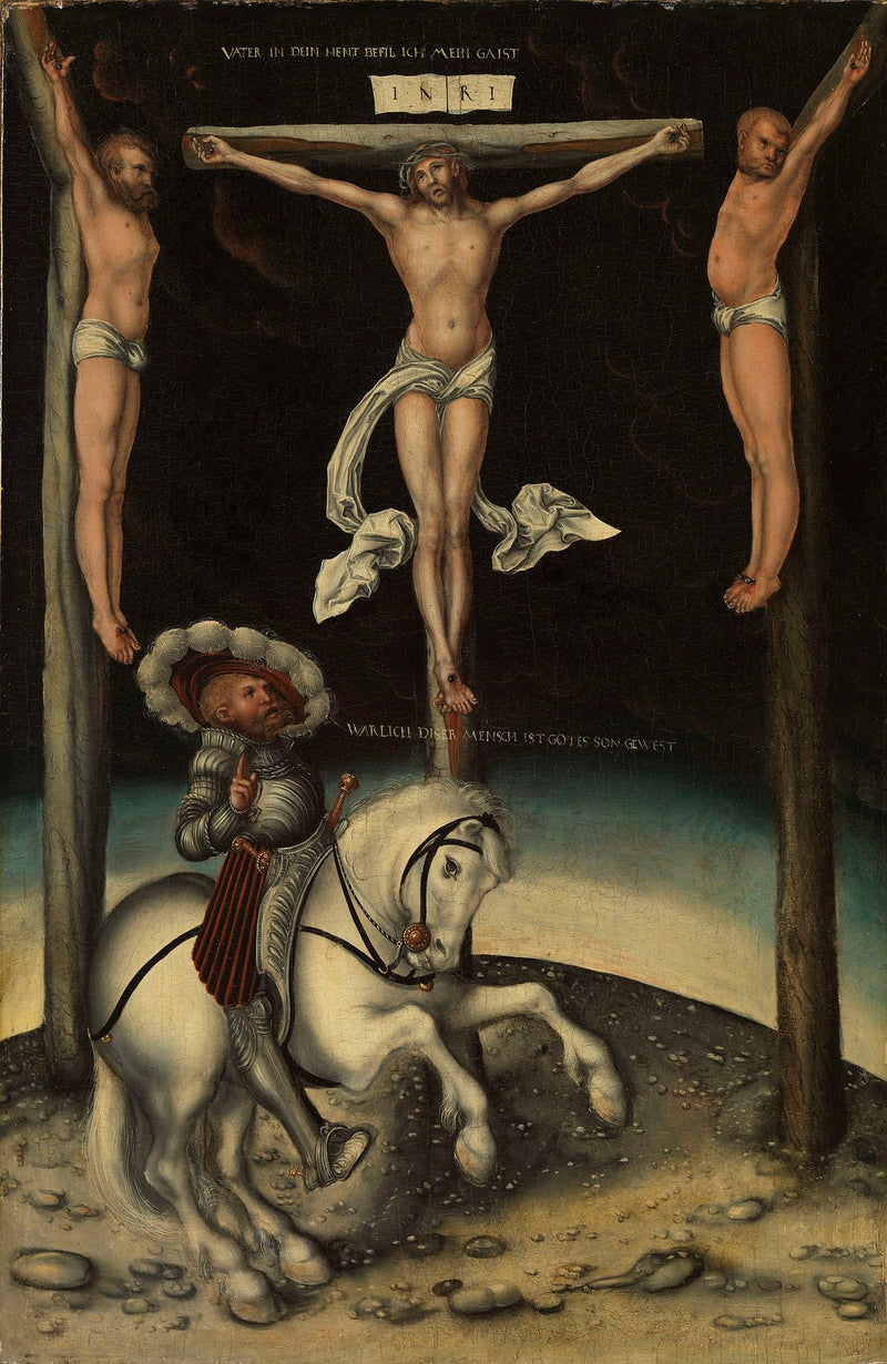 Il centurione Longino tra le croci di Cristo e i due ladroni - Lucas Cranach il Vecchio