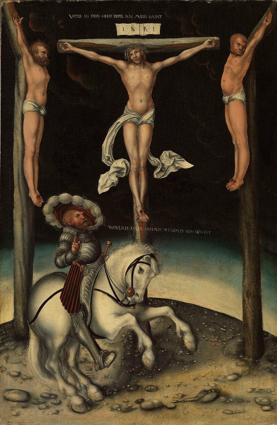 Il centurione Longino tra le croci di Cristo e i due ladroni - Lucas Cranach il Vecchio