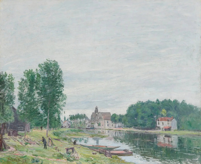 Il cantiere navale Matrat, Moret-Sur-Loing, tempo piovoso - Alfred Sisley