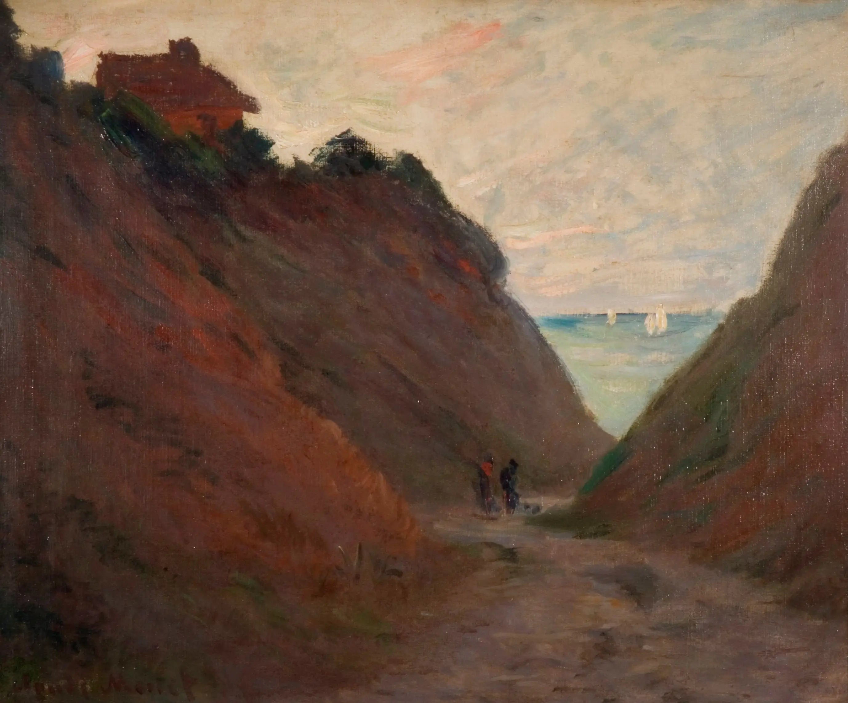 Reproduction du tableau « Le Chemin Creux dans la Falaise a Varangéville - Claude Monet » par Alpha Reproduction en peinture à l’huile