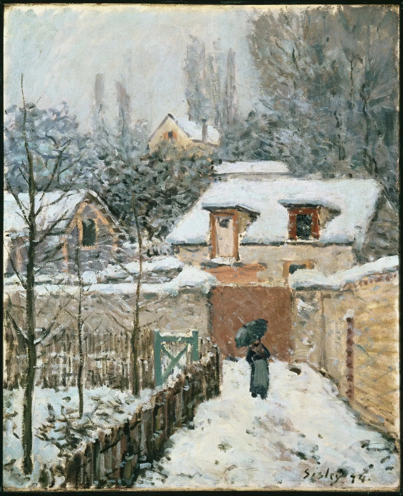 Il Sentiero dell'Étarché sotto la neve a Louveciennes - Alfred Sisley