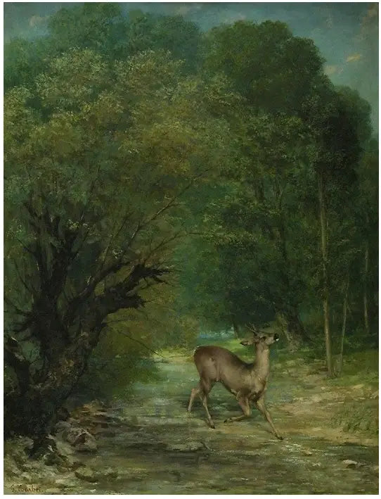 Le Chevreuil chassé aux écoutes, printemps - Gustave Courbet image 1 reproduction d’œuvre d’art à l’huile