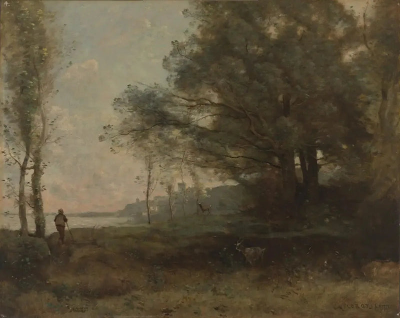 Il capraio in vista del golfo - Jean-Baptiste Camille Corot