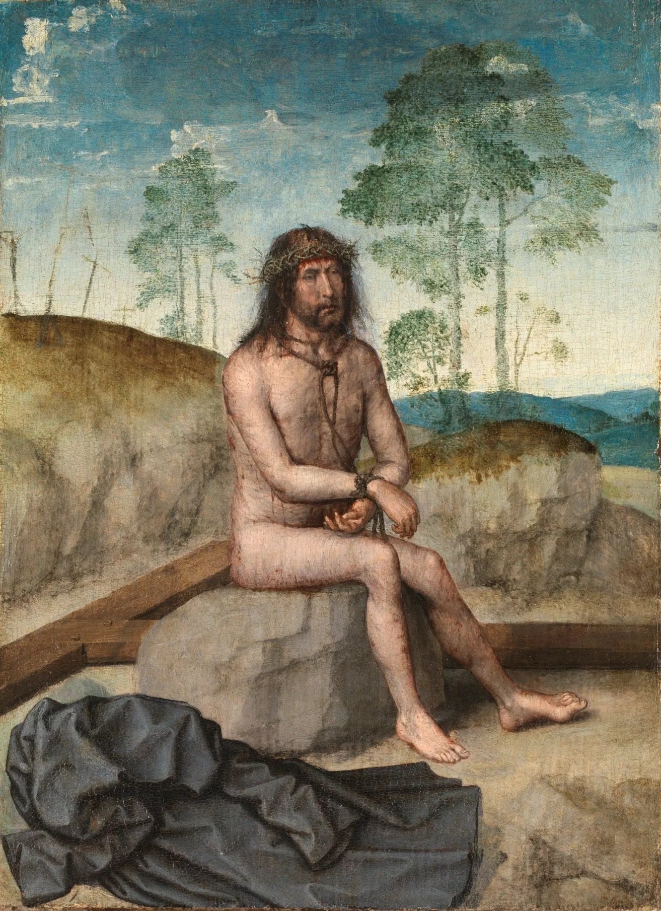 Le Christ assis sur une pierre froide - Juan de Flandes image 1 tableau peint à l’huile sur toile