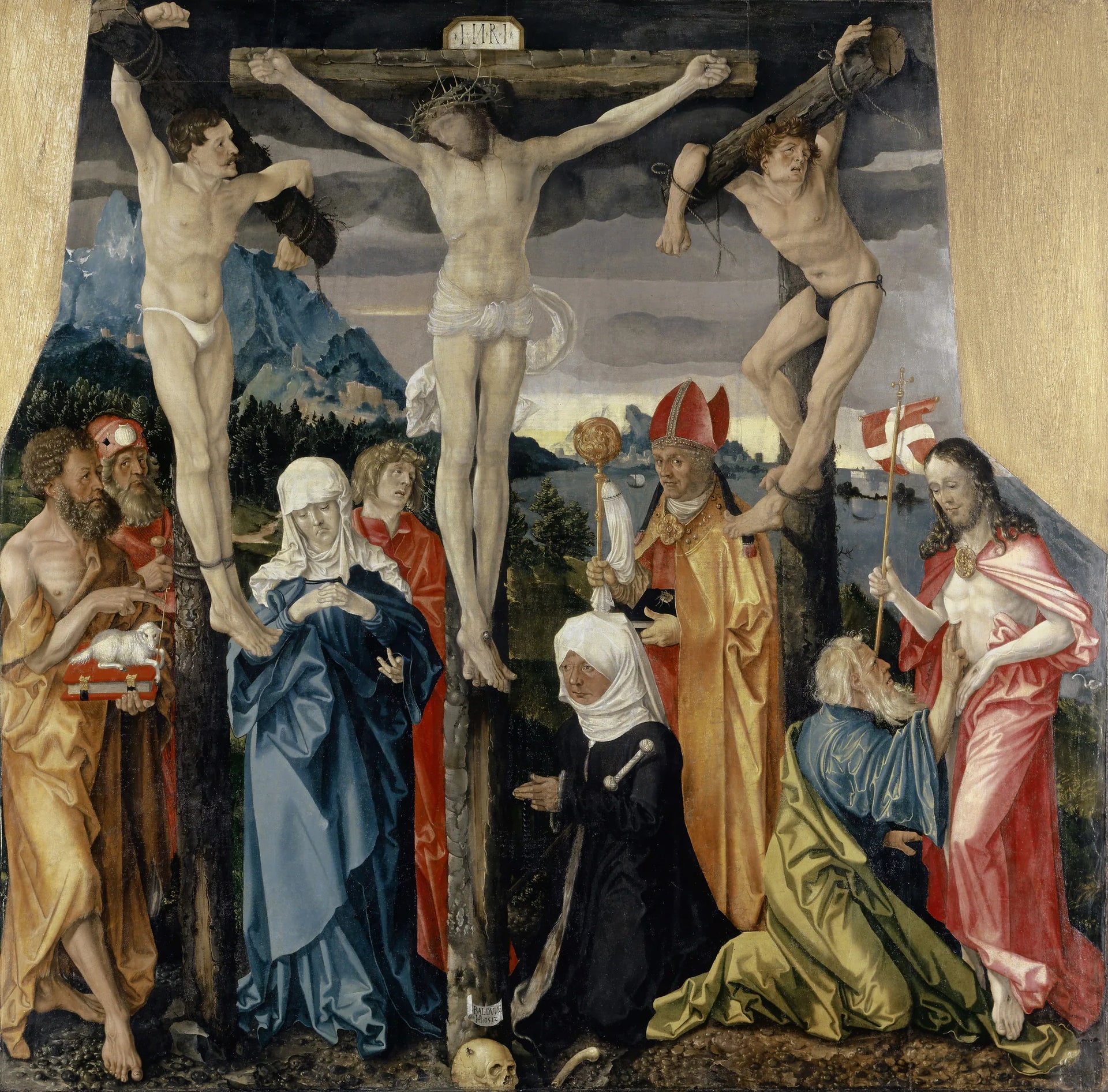 Le Christ au croix avec les larrons, des saints et une donatrice - Hans Baldung Grien image 1 reproduction réalisée par Alpha Reproduction