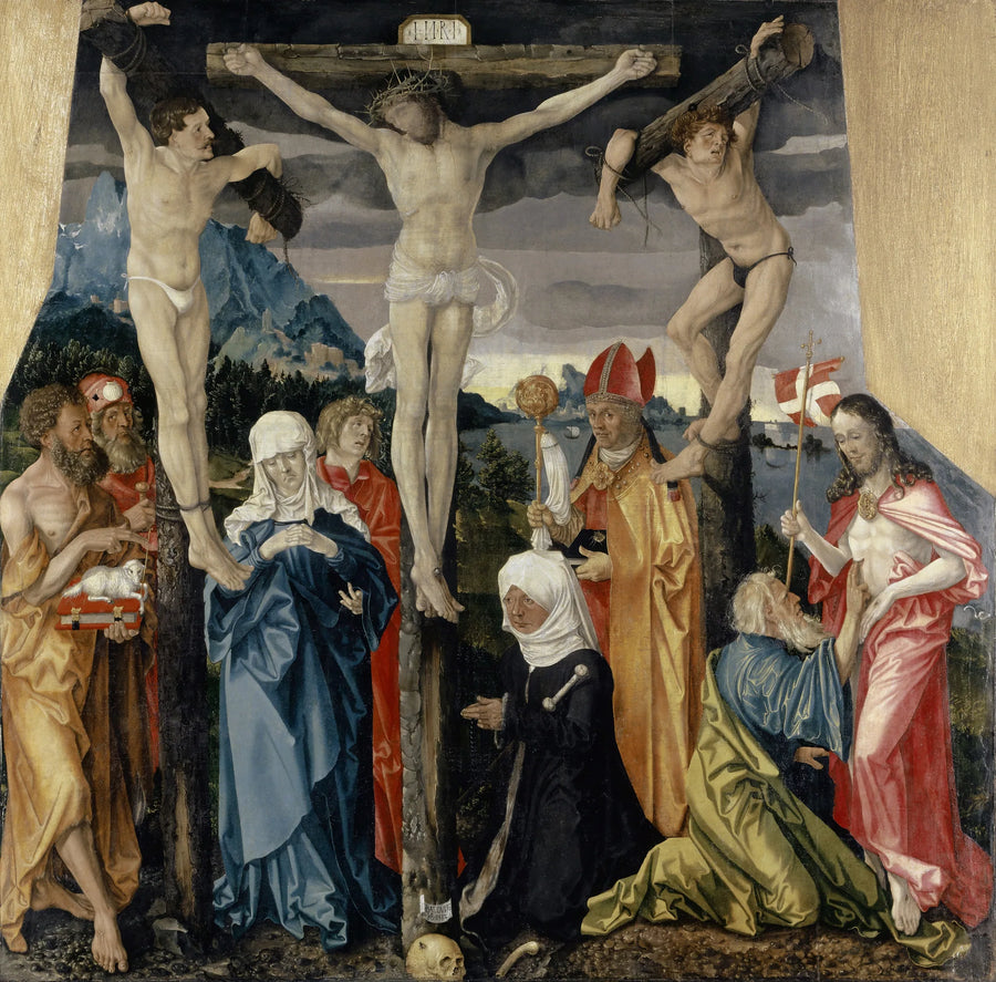 Il Cristo in croce con i briganti, i santi e una donatrice - Hans Baldung Grien