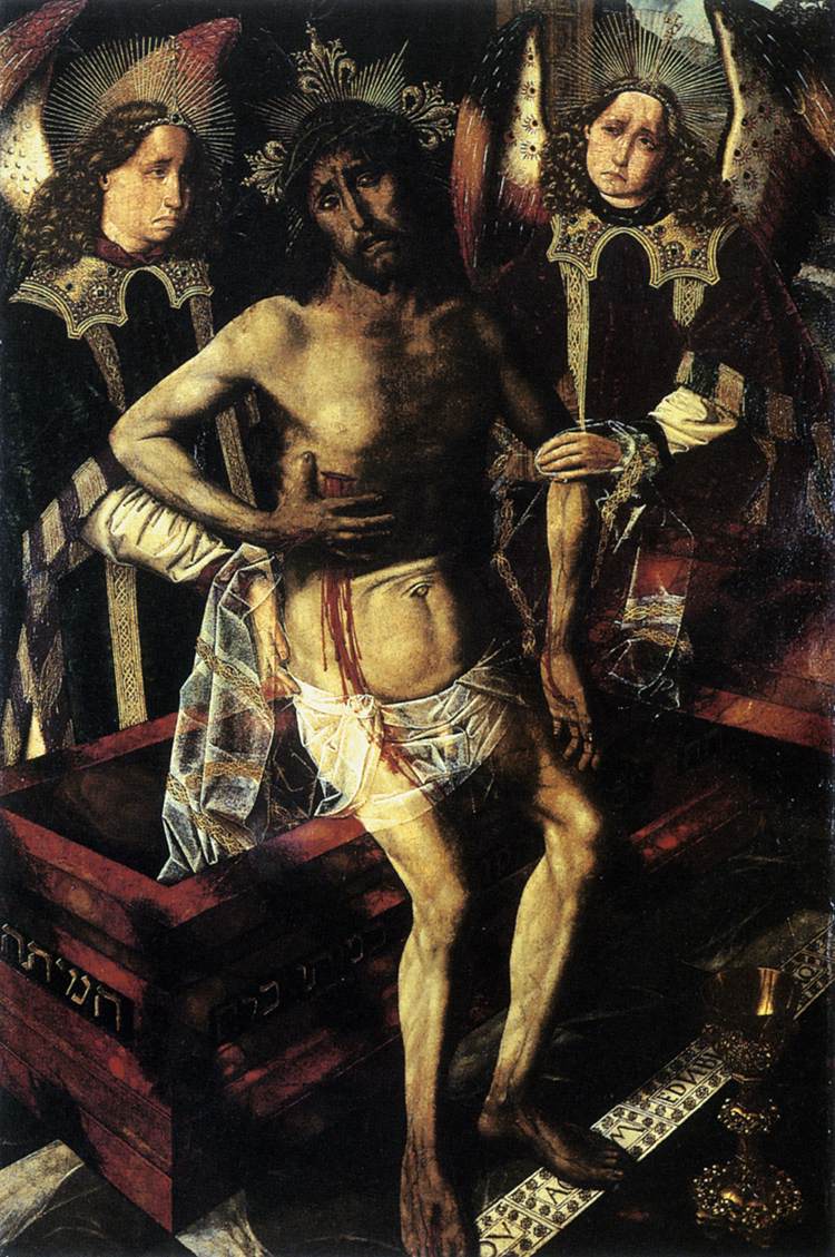 Il Cristo nel sepolcro sostenuto da due angeli - Bartolomé Bermejo