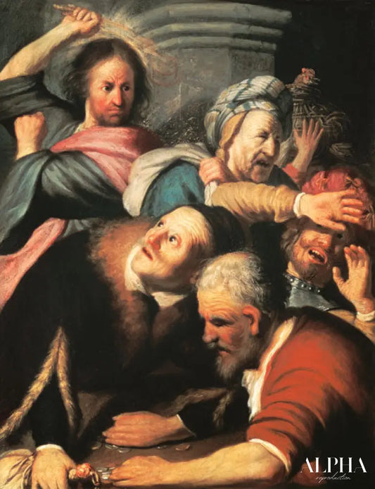 Le Christ chasse du temple les prêteurs d'argent - Rembrandt van Rijn - Reproductions de tableaux et peintures haut de gamme