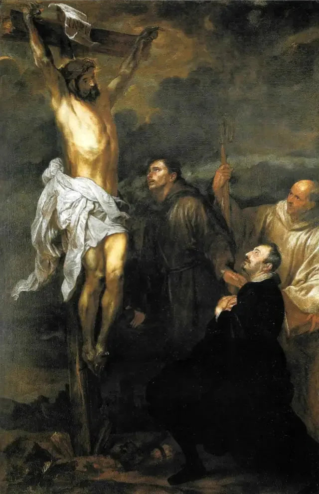 Il Cristo crocifisso adorato da Francesco Orero, i santi Francesco e Bernardo - Antoine van Dyck