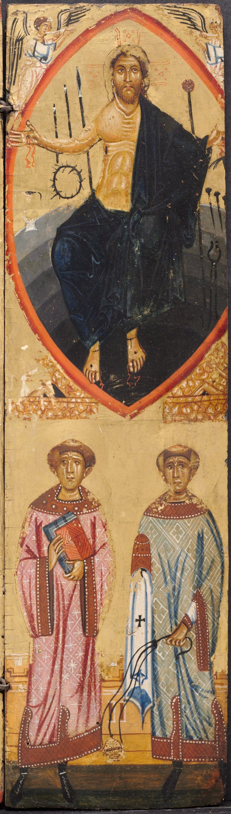 Il Cristo in un mandorla, con gli strumenti della Passione, con san Stefano e san Lorenzo sotto - Berlinghiero Berlinghieri