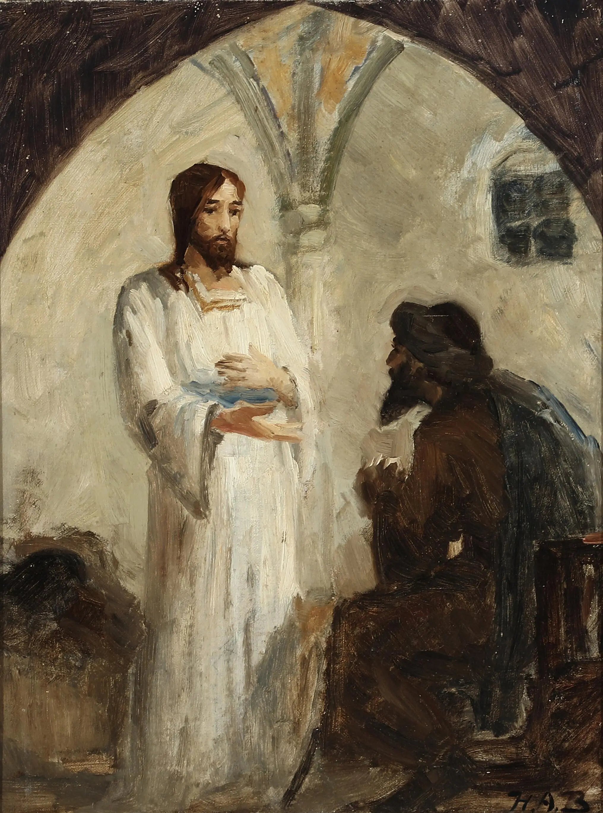 Le Christ en conversation avec un disciple. - H. A. Brendekilde image 1 reproduction réalisée par Alpha Reproduction