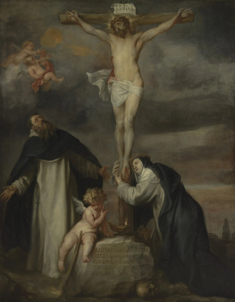 Il Cristo in croce con santa Caterina da Siena, san Domenico e un angelo - Antoine van Dyck