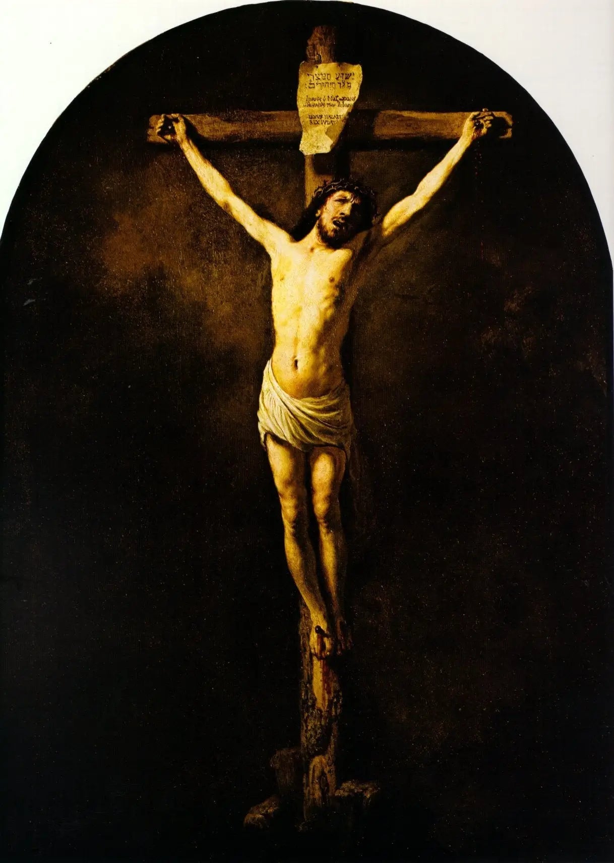 Reproduction du tableau « Le Christ en croix - Rembrandt » par Alpha Reproduction en peinture à l’huile