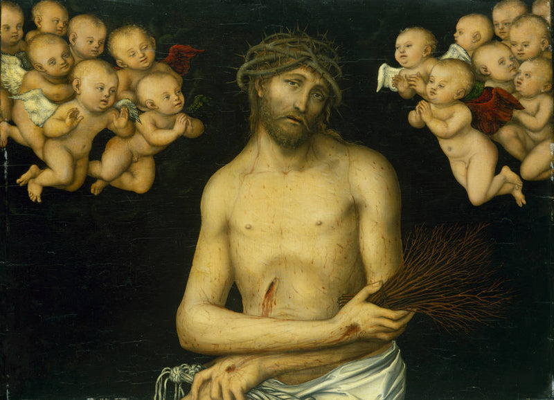 Il Cristo come uomo di dolore circondato da angeli - Lucas Cranach il Vecchio