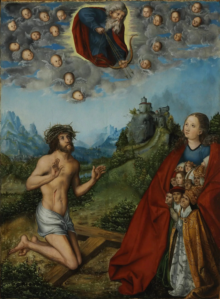 Il Cristo e la Vergine intercedendo per l'umanità davanti a Dio Padre - Lucas Cranach il Vecchio