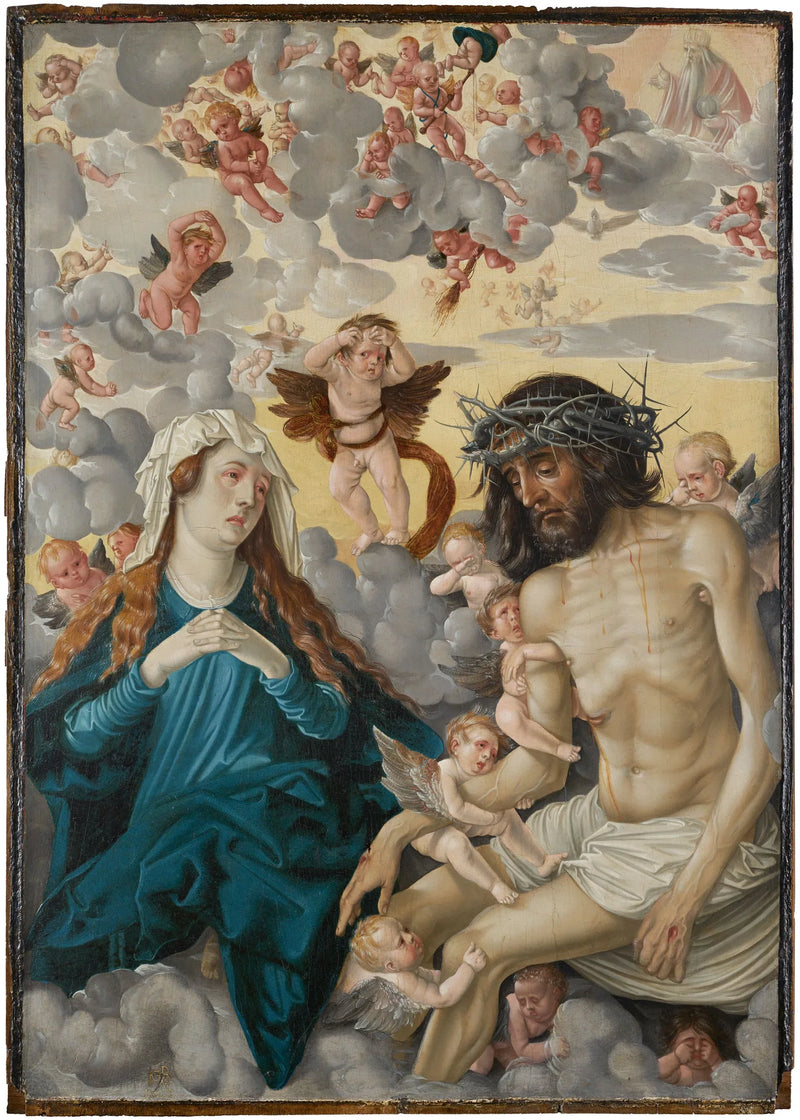Il Cristo, uomo di dolori, piange Maria e gli angeli. - Hans Baldung Grien