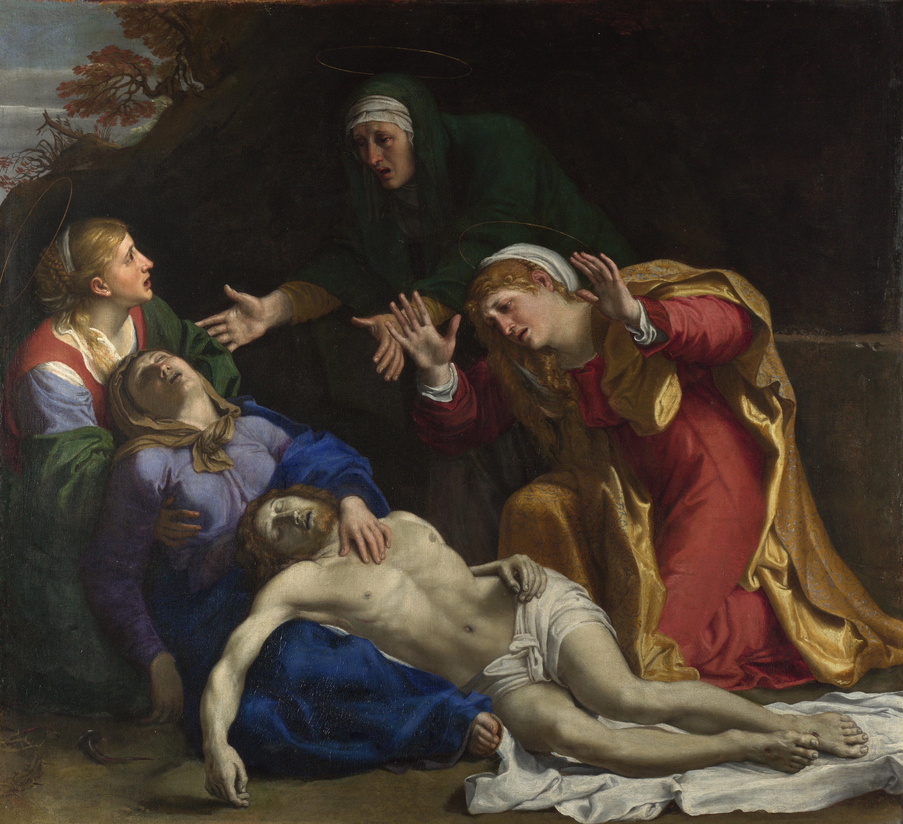 Le Christ mort pleuré (« Les Trois Maries ») - Annibale Carracci image 1 copie peinte à la main à l’huile