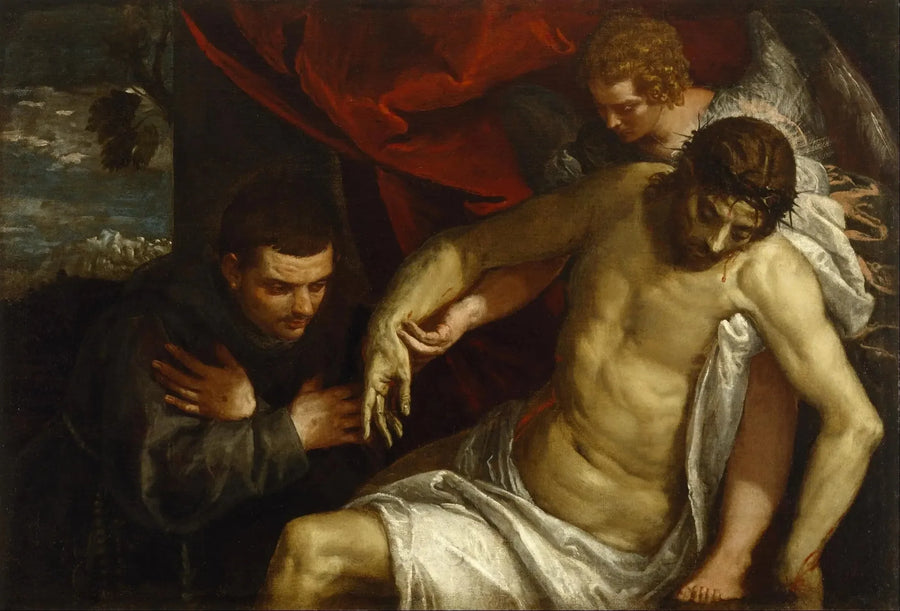 Il Cristo morto sorretto da un angelo e adorato da un francescano - Paul Véronèse