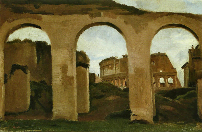 Il Colosseo, visto attraverso le arcate della Basilica di Costantino - Jean-Baptiste Camille Corot