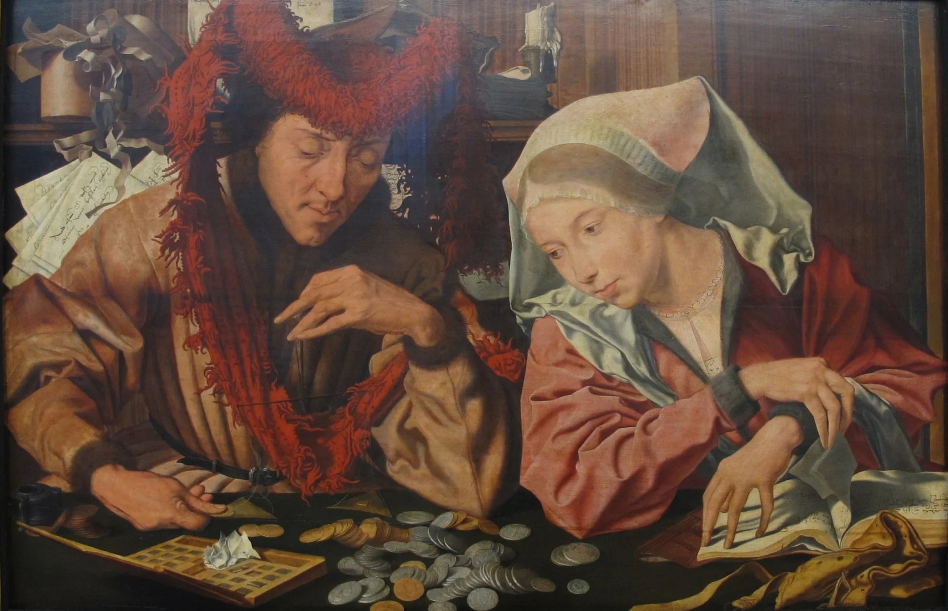 Le Collecteur d'impôts et sa Femme - Marinus van Reymerswale image 1 reproduction artisanale de tableau