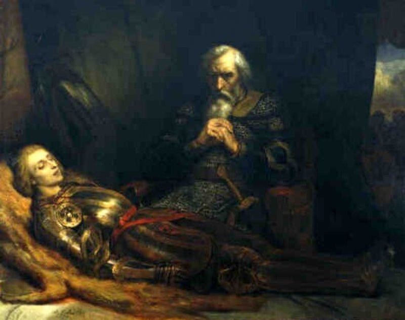 Il conte Eberhard di Württemberg piange accanto al corpo di suo figlio - Ary Scheffer