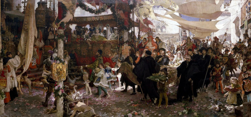 Le cortège du baptême du prince Juan, fils des Rois Catholiques, à travers les rues de Séville - Francisco Pradilla y Ortiz